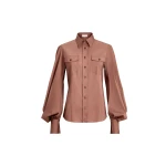Brunello Cucinelli Stretch poplin shirt with monili in Firebrick