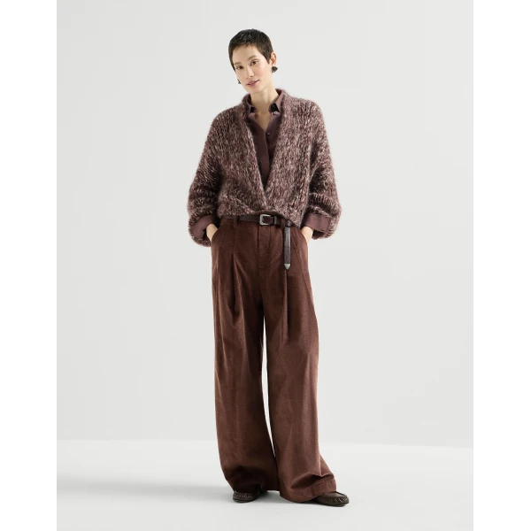 Brunello Cucinelli Stretch poplin shirt with monili in Grape, view 6