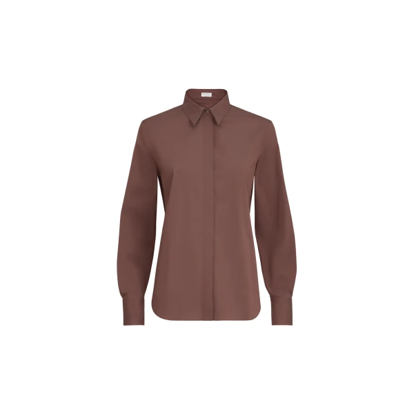 Brunello Cucinelli Stretch poplin shirt with monili in Grape