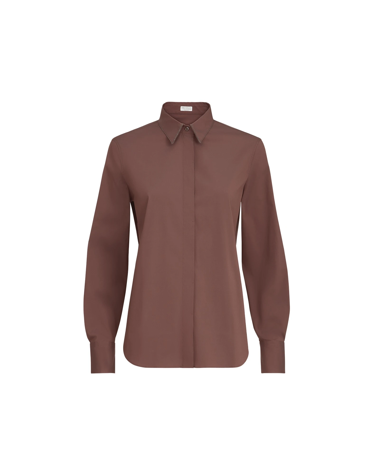 Brunello Cucinelli Stretch poplin shirt with monili in Grape