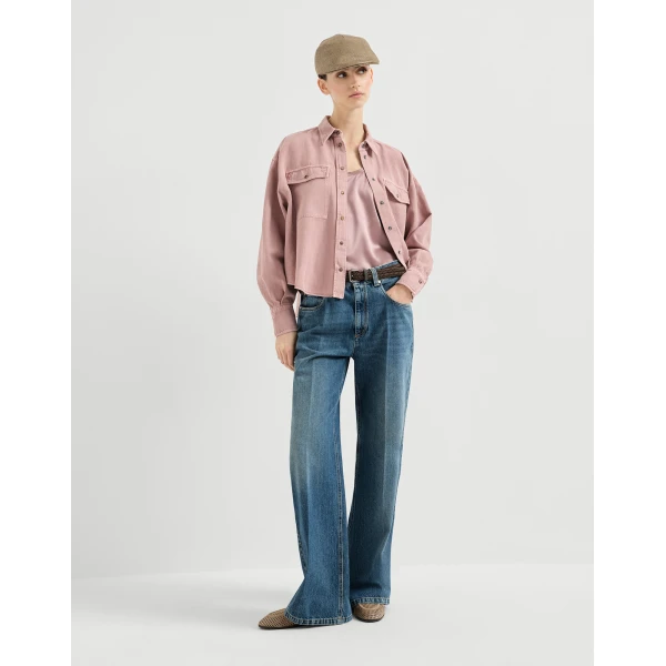 Brunello Cucinelli Stretch silk satin camisole in Antique Pink, view 6