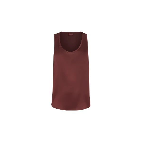 Brunello Cucinelli Stretch silk satin camisole in Wine