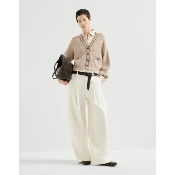 Brunello Cucinelli Stretch silk satin shirt in Sand, view 6