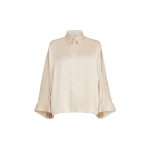 Brunello Cucinelli Stretch silk satin shirt in Sand