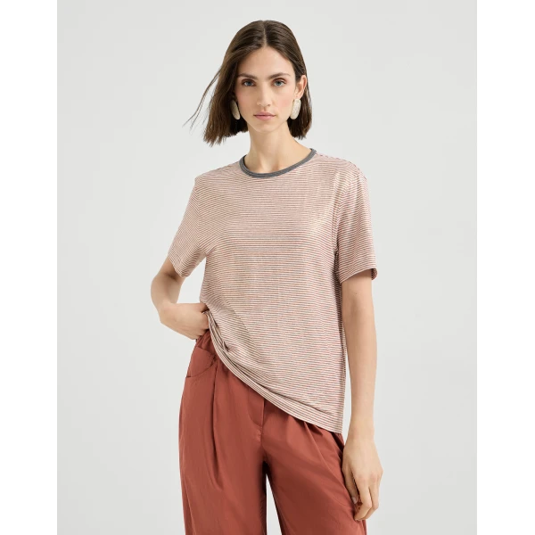 Brunello Cucinelli Striped jersey T-shirt Top, view 2
