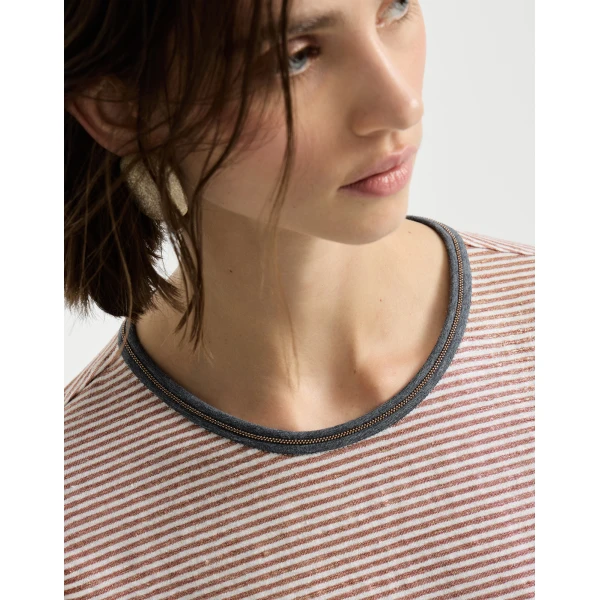 Brunello Cucinelli Striped jersey T-shirt Top, view 4