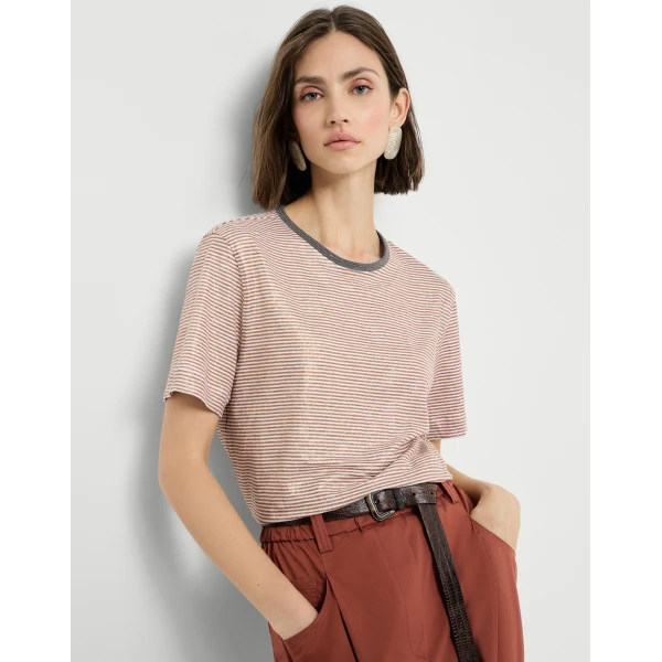 Brunello Cucinelli Striped jersey T-shirt Top, view 5