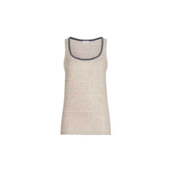 Brunello Cucinelli Striped jersey top with monili