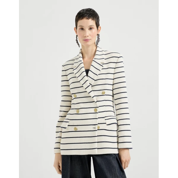 Brunello Cucinelli Striped knit blazer, view 2