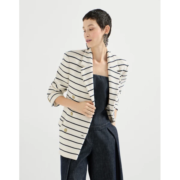 Brunello Cucinelli Striped knit blazer, view 5