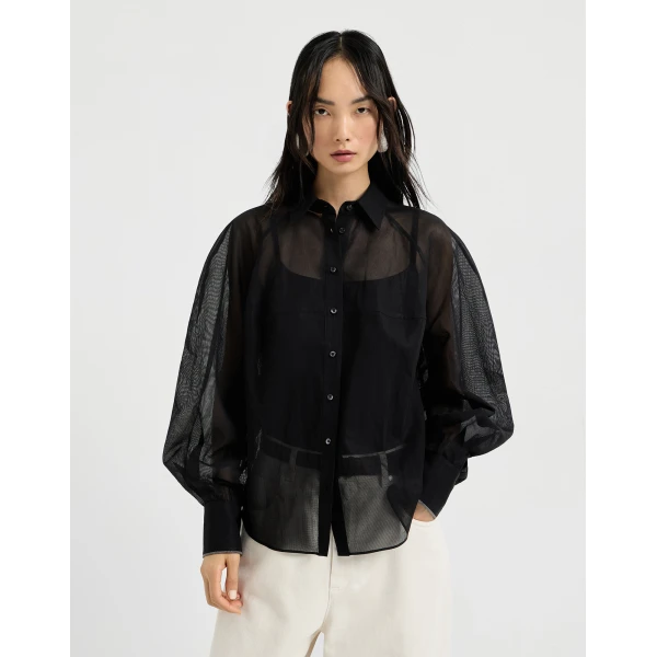 Brunello Cucinelli Striped organza shirt, view 2