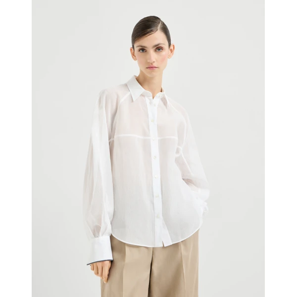 Brunello Cucinelli Striped organza shirt, view 2