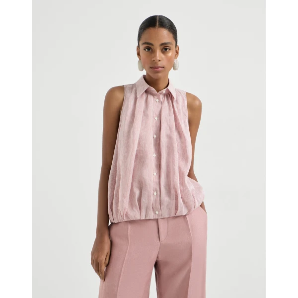 Brunello Cucinelli Striped organza shirt, view 2