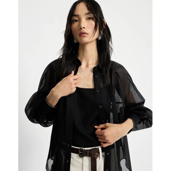 Brunello Cucinelli Striped organza shirt, view 5