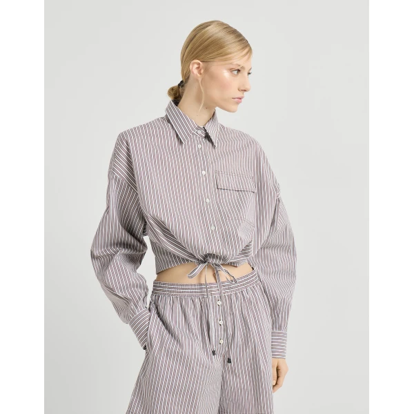 Brunello Cucinelli Striped poplin shirt, view 2