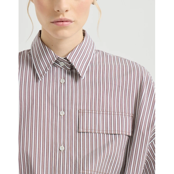 Brunello Cucinelli Striped poplin shirt, view 4