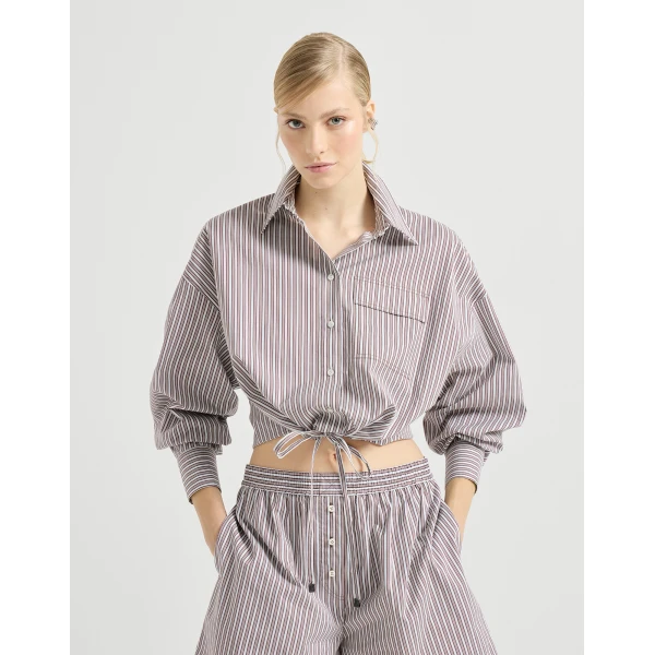 Brunello Cucinelli Striped poplin shirt, view 5