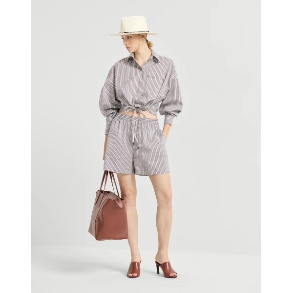 Brunello Cucinelli Striped poplin shirt, view 6