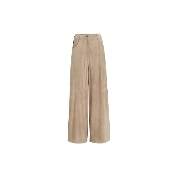 Brunello Cucinelli Suede maxi trousers in Beige