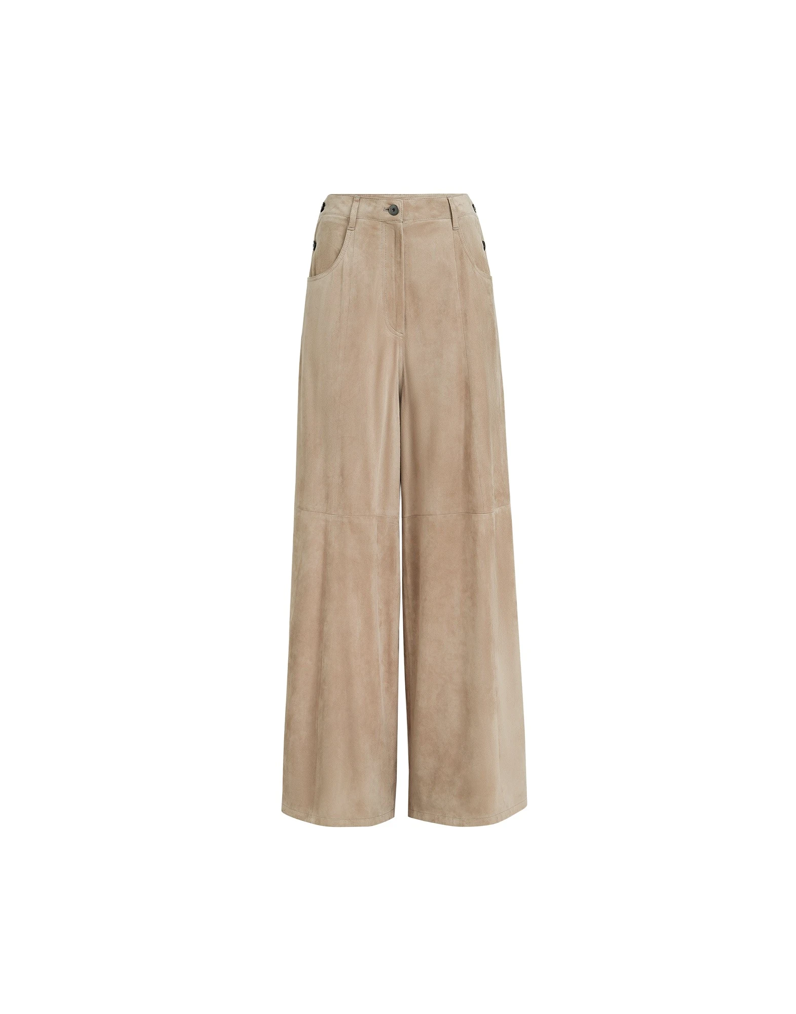 Suede maxi trousers in Beige