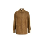 Brunello Cucinelli Suede shirt with monili in Light Brown