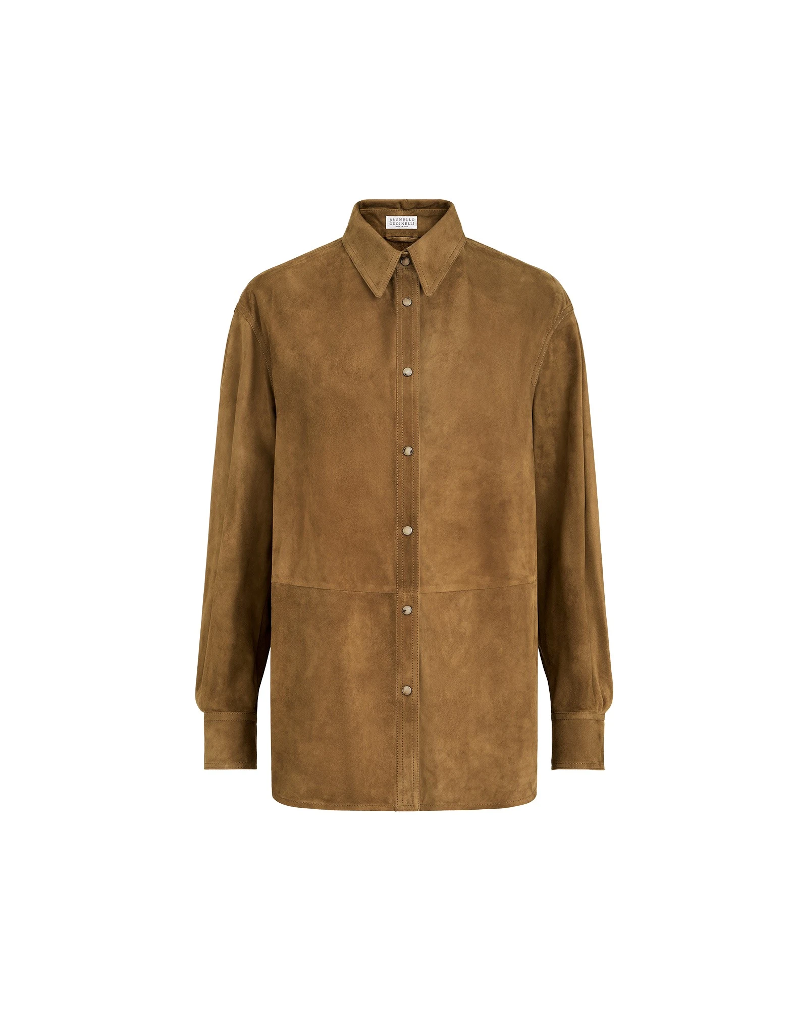 Brunello Cucinelli Suede shirt with monili in Light Brown
