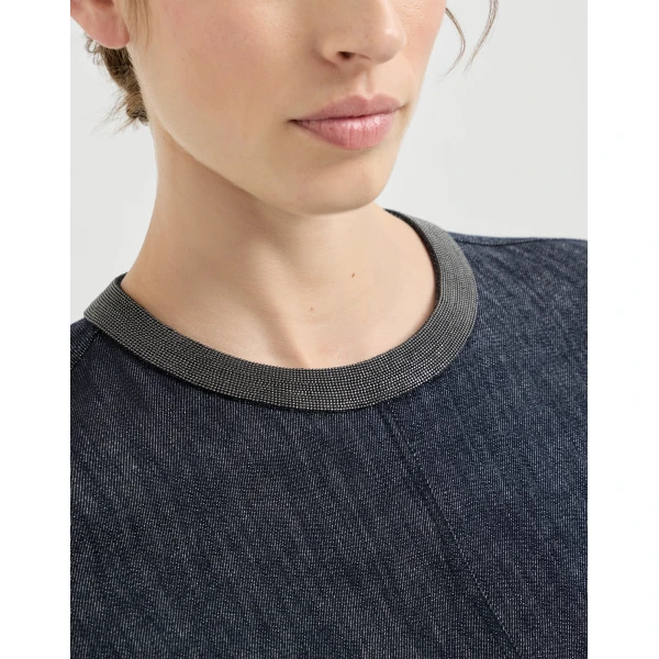 Brunello Cucinelli T-shirt dress with monili in Denim, view 4