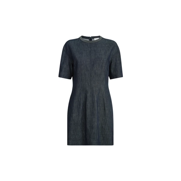 Brunello Cucinelli T-shirt dress with monili in Denim