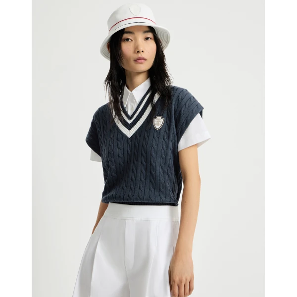 Brunello Cucinelli T-shirt with logo in Blue Knit, view 5