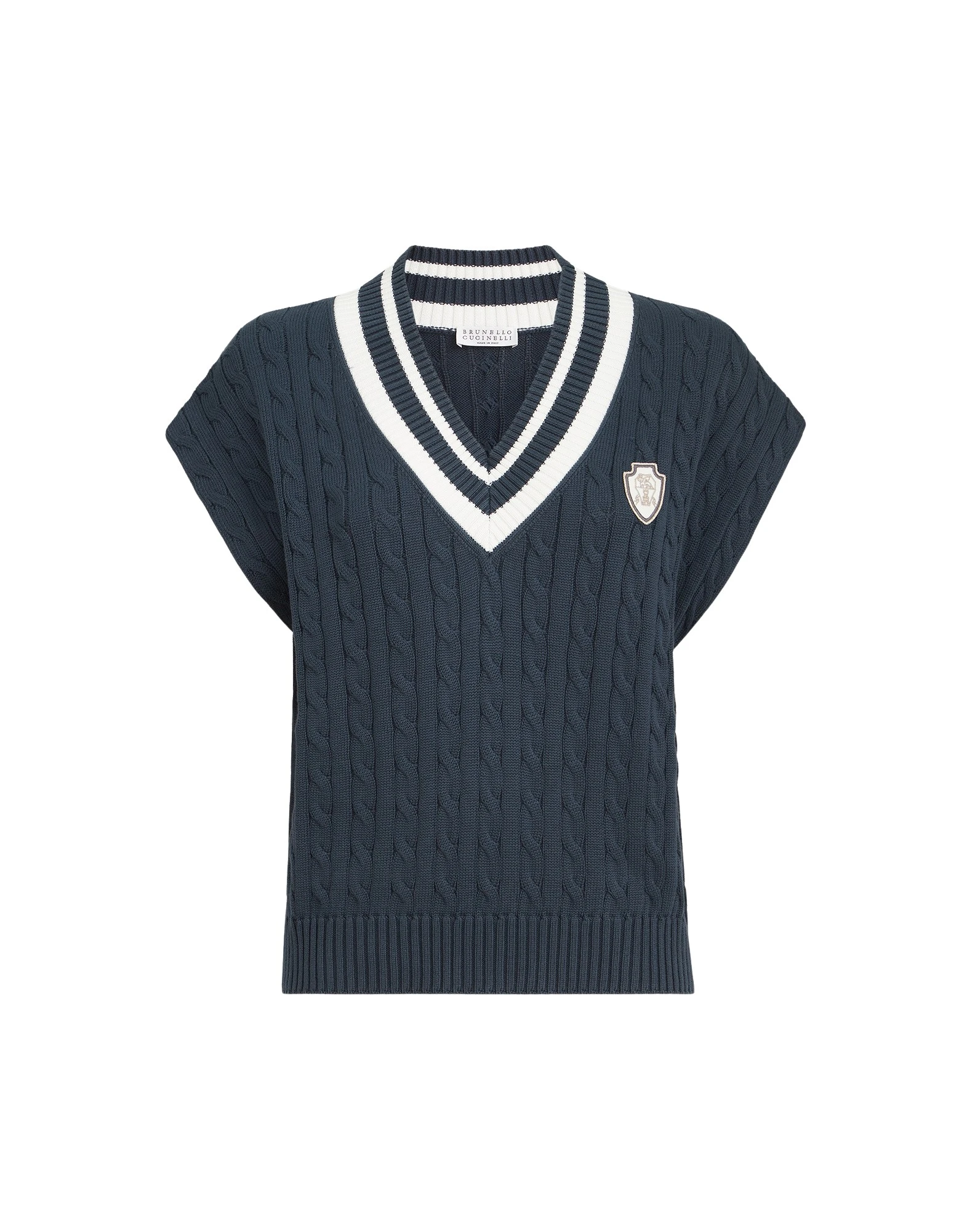 Brunello Cucinelli T-shirt with logo in Blue Knit