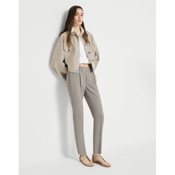 Brunello Cucinelli Tailored Jogger trousers in Light Grey, view 5