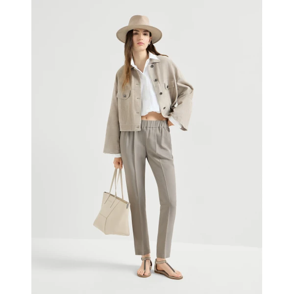 Brunello Cucinelli Tailored Jogger trousers in Light Grey, view 6
