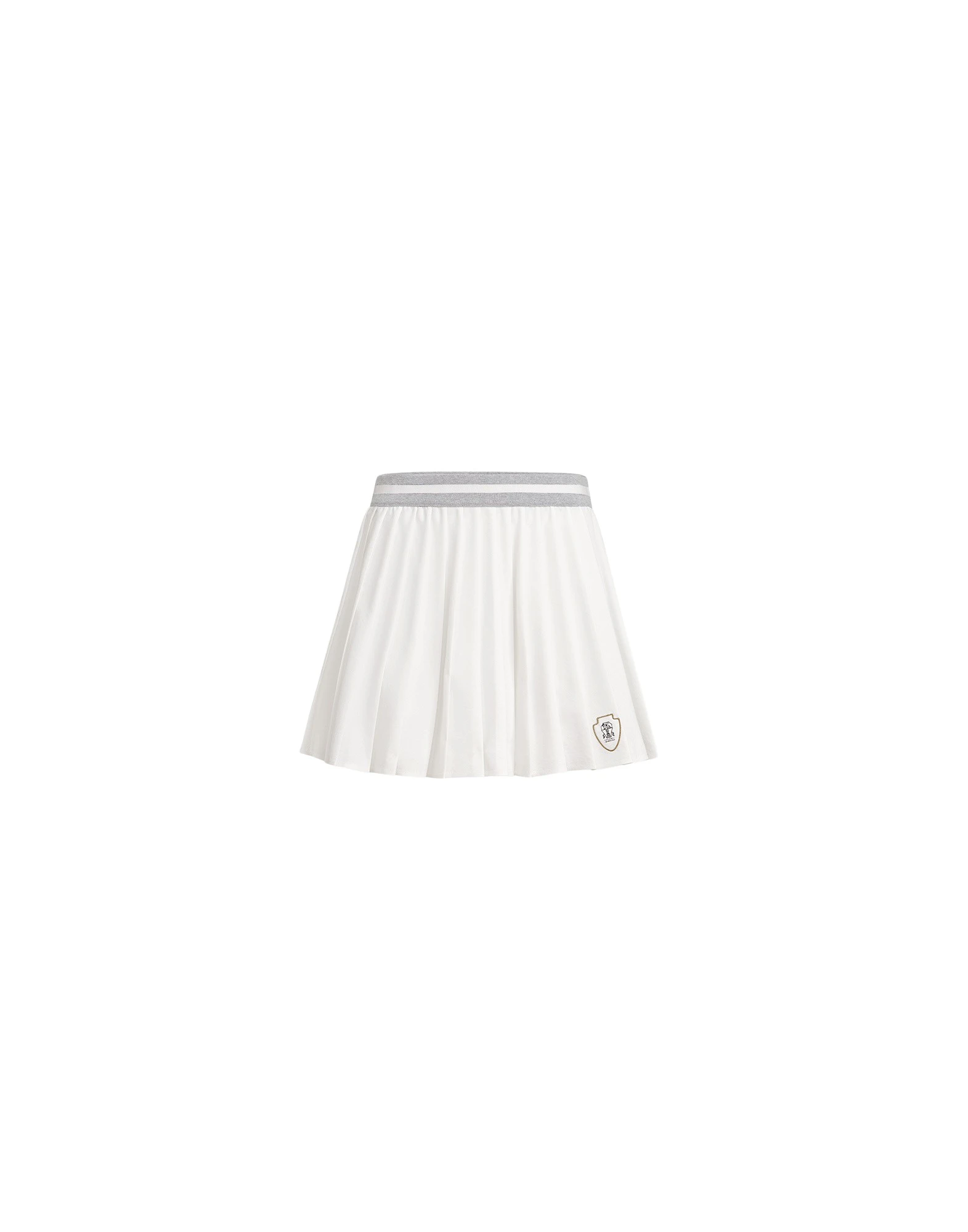 Brunello-Cucinelli-Techno-poplin-pleated-skirt-with-logo-in-White11282_nobg Brunello Cucinelli Techno poplin pleated skirt with logo in White