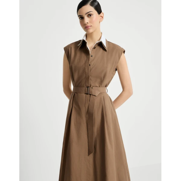 Brunello Cucinelli Texture twill Chemisier dress in Brown, view 5