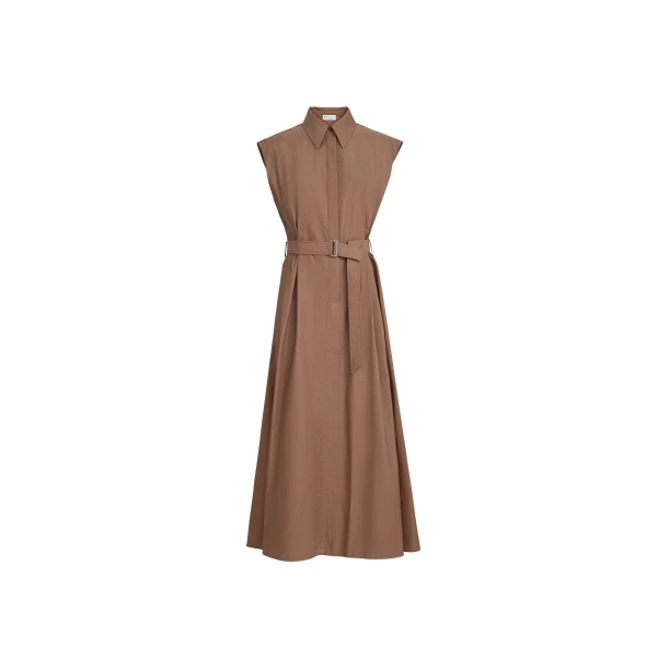 Brunello Cucinelli Texture twill Chemisier dress in Brown