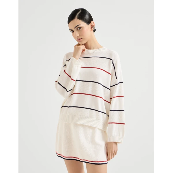 Brunello Cucinelli Textured stripe sweater, view 2