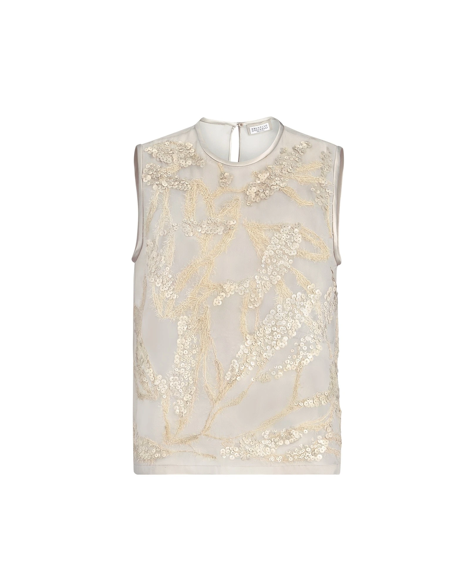 Brunello Cucinelli Top with dazzling seabed embroidery in Beige
