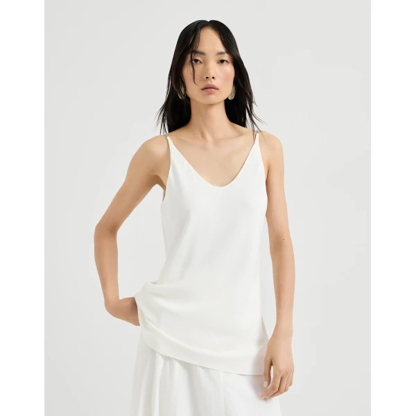 Brunello Cucinelli Top with shiny straps in White, view 2