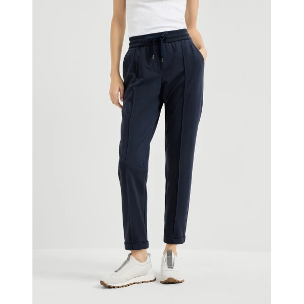 Brunello Cucinelli Track trousers with monili in Blue, view 2