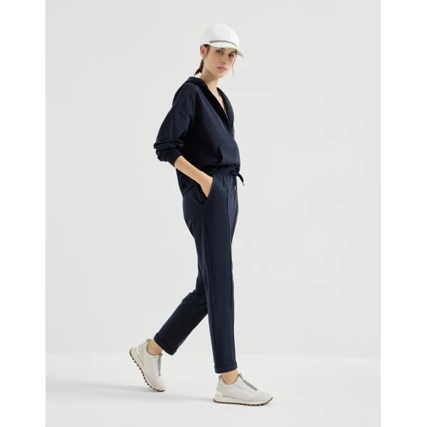 Brunello Cucinelli Track trousers with monili in Blue, view 5