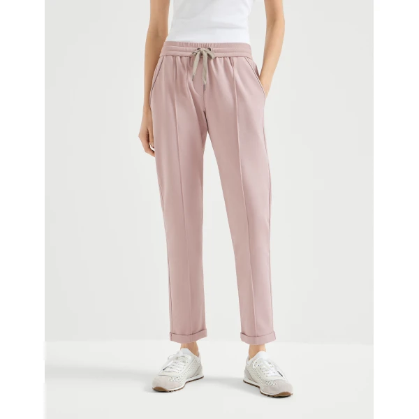 Brunello Cucinelli Track trousers with monili in Pink, view 2
