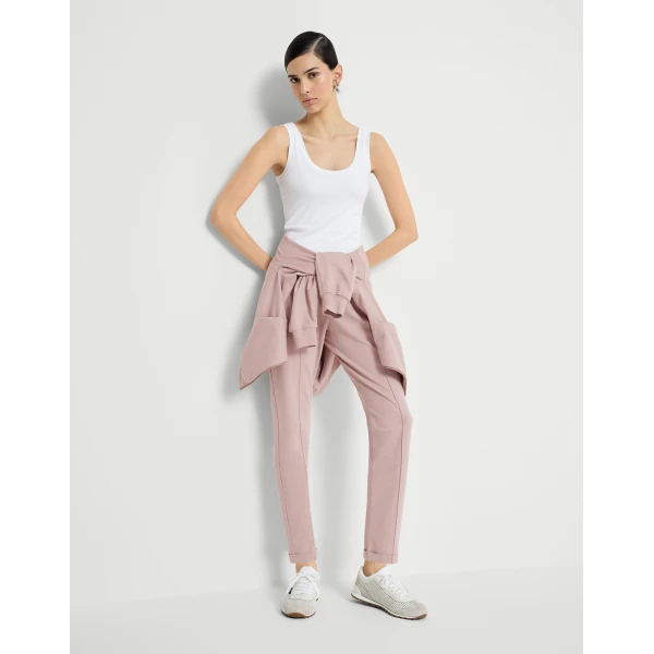 Brunello Cucinelli Track trousers with monili in Pink, view 5