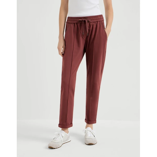 Brunello Cucinelli Track trousers with monili in Red, view 2