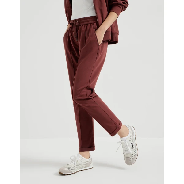 Brunello Cucinelli Track trousers with monili in Red, view 5