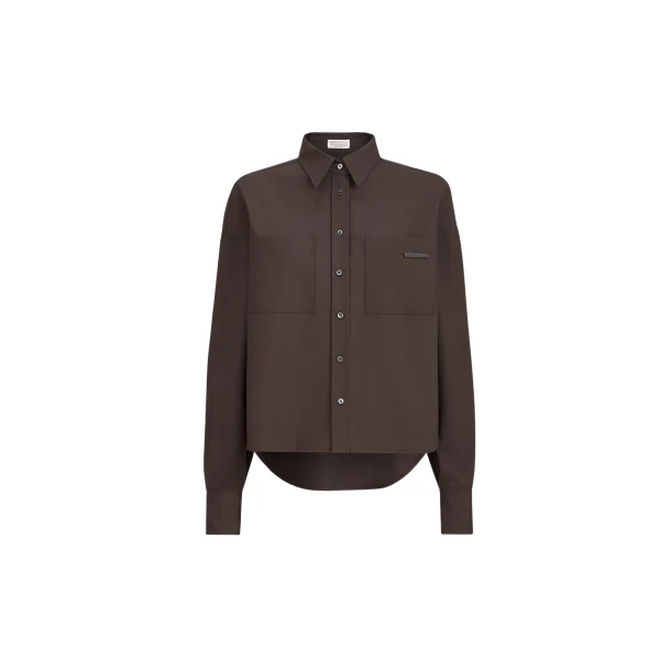 Brunello Cucinelli Tropical Luxury Wool shirt in Brown