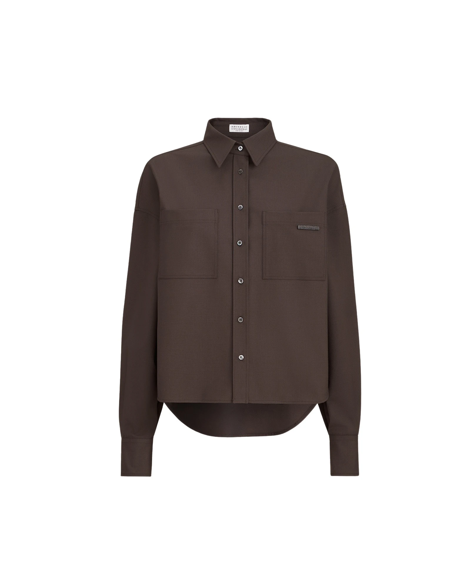 Brunello Cucinelli Tropical Luxury Wool shirt in Brown