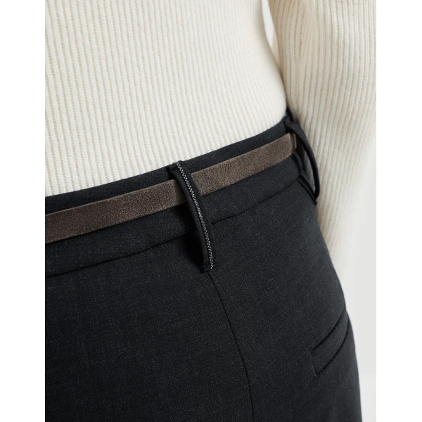 Brunello Cucinelli Tropical Luxury wool jacket with monili in Lignite Grey, view 4