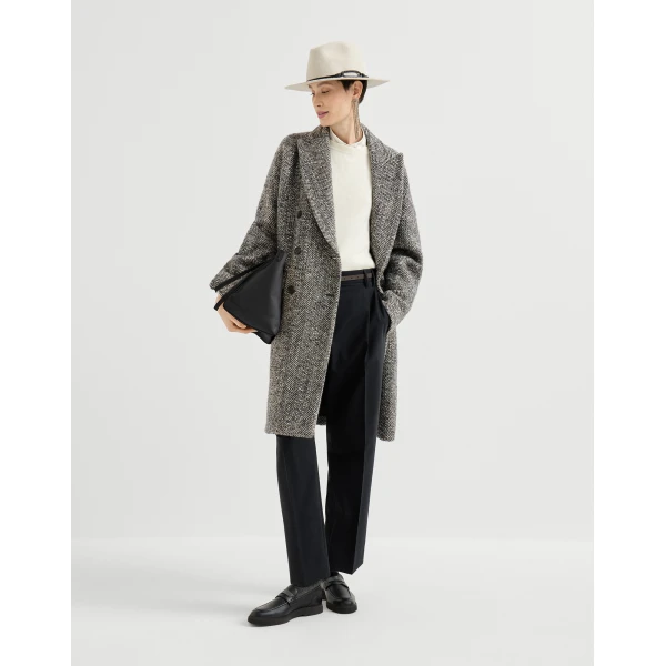 Brunello Cucinelli Tropical Luxury wool jacket with monili in Lignite Grey, view 6