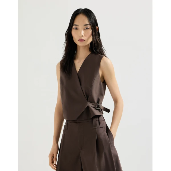 Brunello Cucinelli Tropical Luxury wool vest in Cocoa, view 2