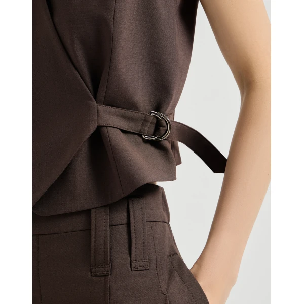 Brunello Cucinelli Tropical Luxury wool vest in Cocoa, view 4